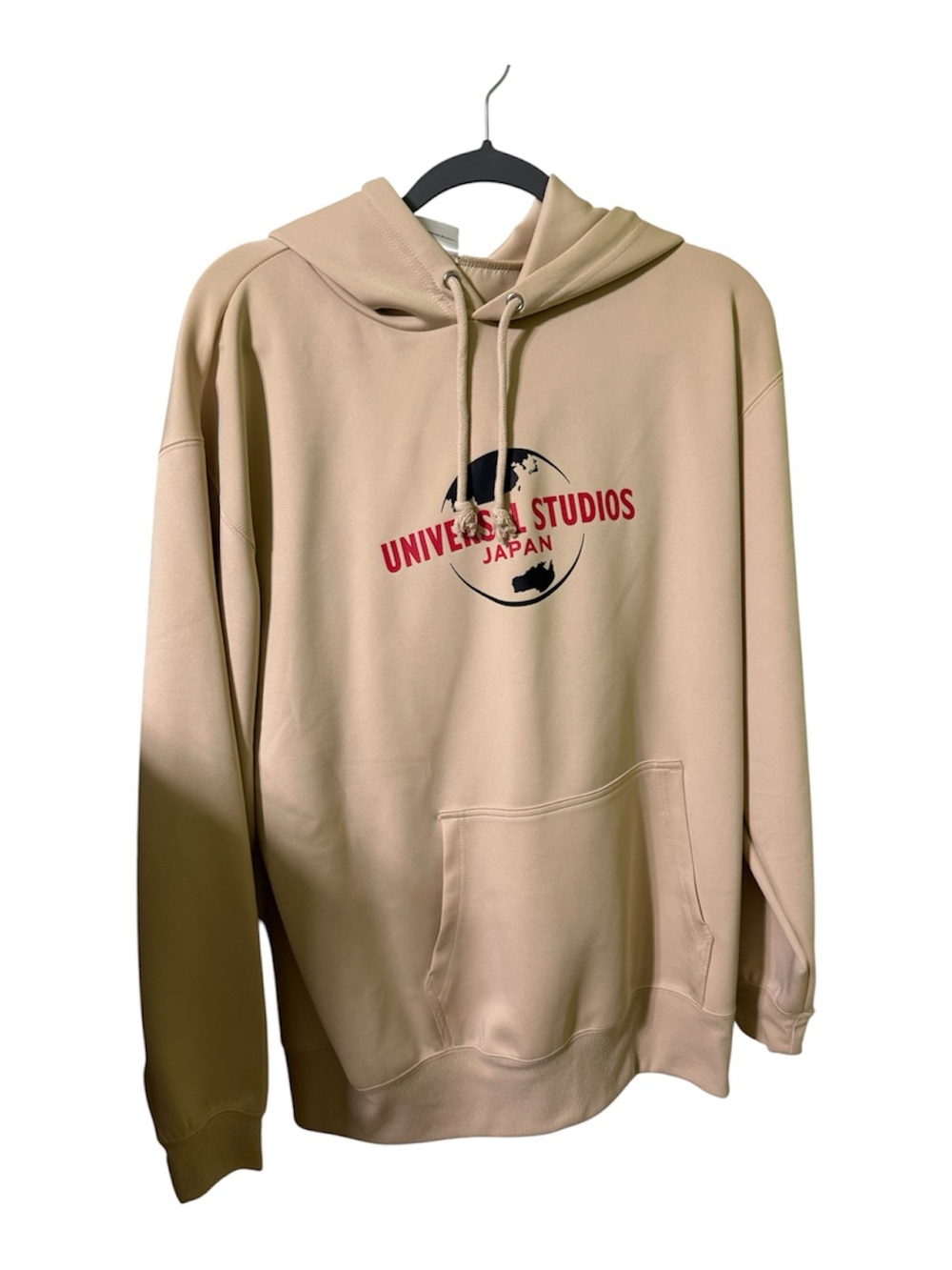 Universal Beige Hoodie with Red & Navy Logo